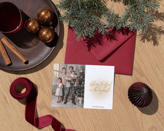 Christian Christmas Card Template |Editable Glory to God Holiday Photo Card | Instant Download Canva Template |5x7 4x6 Avery No-Cut|Faith by NaptimeVillage