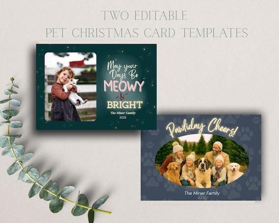Editable Pet Christmas Card Set 5x7 + 4x6 |Pawliday Cheers + Meowy + Bright Canva Templates |Dog & Cat Holiday Photo Cards | Printable Avery by NaptimeVillage